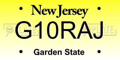 G10RAJ New Jersey License Plate