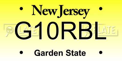 G10RBL New Jersey License Plate