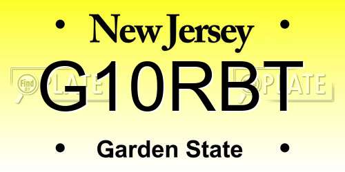 G10RBT New Jersey License Plate