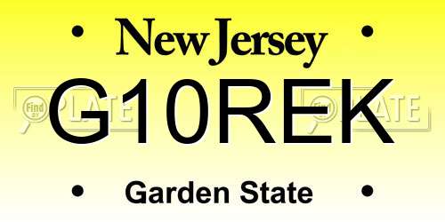 G10REK New Jersey License Plate