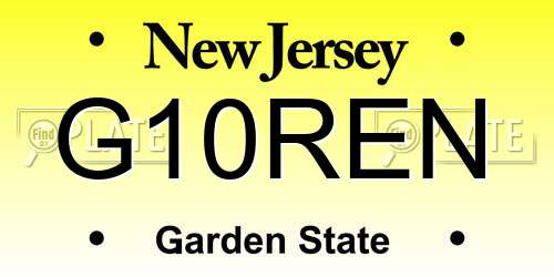 G10REN New Jersey License Plate