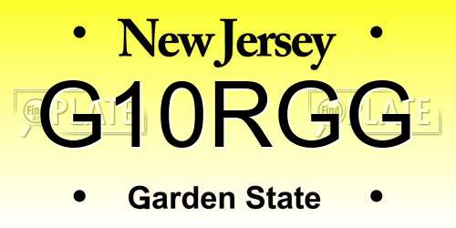 G10RGG New Jersey License Plate