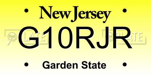G10RJR New Jersey License Plate
