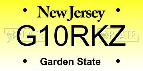 G10RKZ New Jersey License Plate