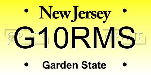 G10RMS New Jersey License Plate
