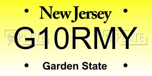 G10RMY New Jersey License Plate