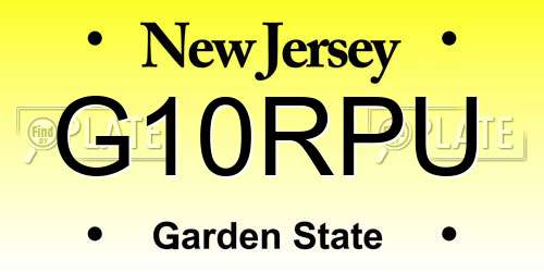 G10RPU New Jersey License Plate