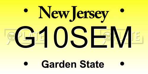 G10SEM New Jersey License Plate