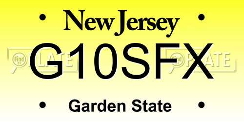 G10SFX New Jersey License Plate