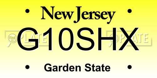 G10SHX New Jersey License Plate