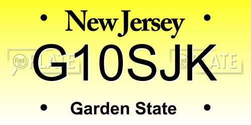 G10SJK New Jersey License Plate