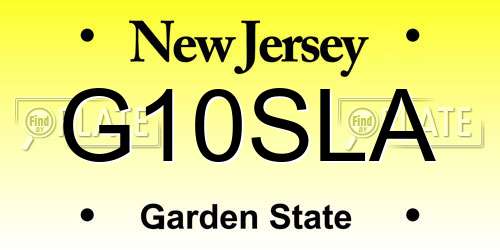 G10SLA New Jersey License Plate
