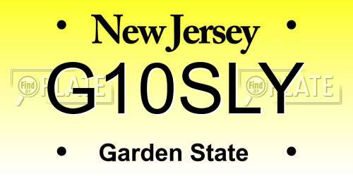 G10SLY New Jersey License Plate