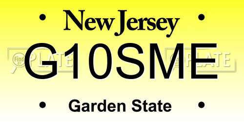 G10SME New Jersey License Plate