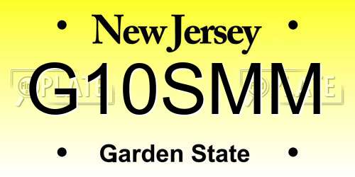 G10SMM New Jersey License Plate
