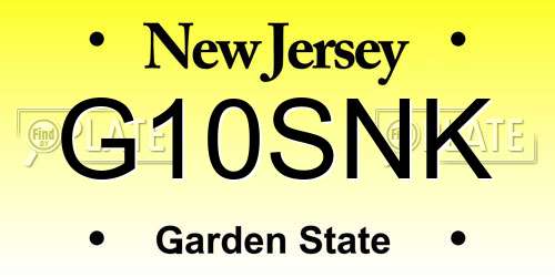G10SNK New Jersey License Plate