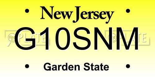 G10SNM New Jersey License Plate