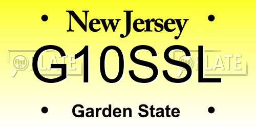 G10SSL New Jersey License Plate
