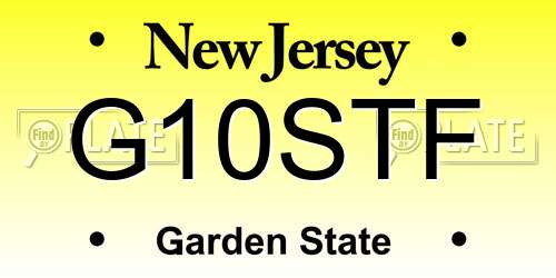 G10STF New Jersey License Plate