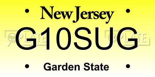 G10SUG New Jersey License Plate