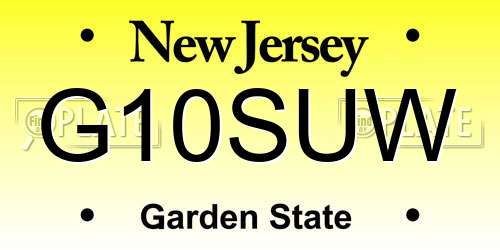 G10SUW New Jersey License Plate