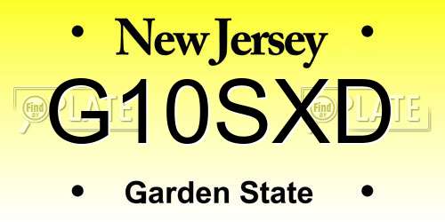 G10SXD New Jersey License Plate
