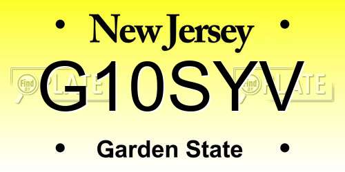 G10SYV New Jersey License Plate