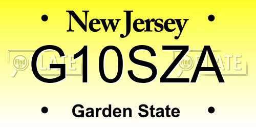 G10SZA New Jersey License Plate
