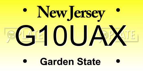 G10UAX New Jersey License Plate