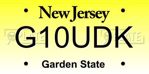 G10UDK New Jersey License Plate