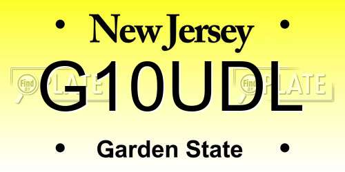 G10UDL New Jersey License Plate