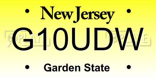 G10UDW New Jersey License Plate