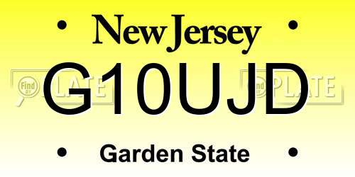 G10UJD New Jersey License Plate