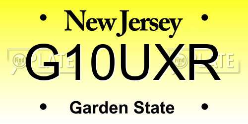 G10UXR New Jersey License Plate