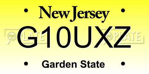G10UXZ New Jersey License Plate
