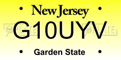G10UYV New Jersey License Plate