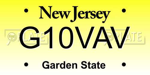 G10VAV New Jersey License Plate