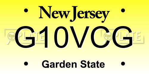 G10VCG New Jersey License Plate
