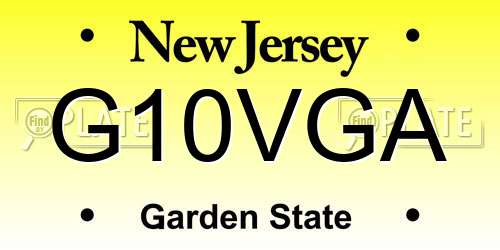 G10VGA New Jersey License Plate