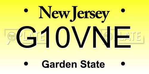 G10VNE New Jersey License Plate