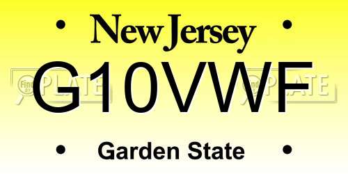 G10VWF New Jersey License Plate