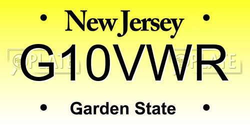 G10VWR New Jersey License Plate