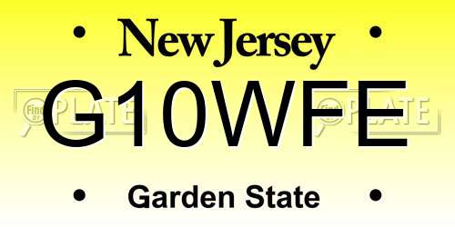G10WFE New Jersey License Plate