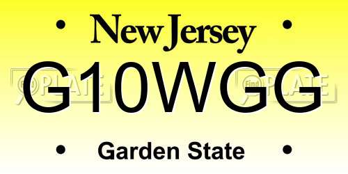 G10WGG New Jersey License Plate