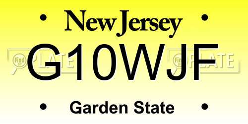 G10WJF New Jersey License Plate