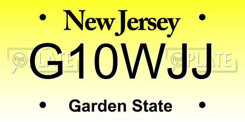G10WJJ New Jersey License Plate