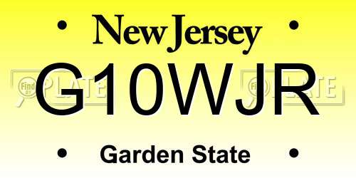G10WJR New Jersey License Plate