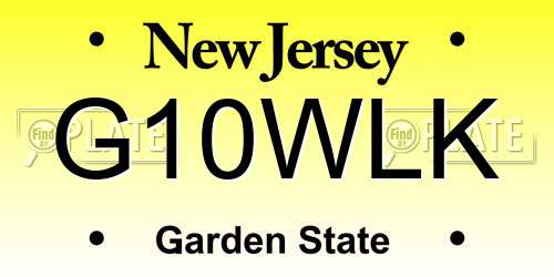 G10WLK New Jersey License Plate