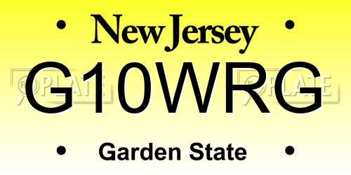 G10WRG New Jersey License Plate