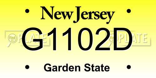 G1102D New Jersey License Plate